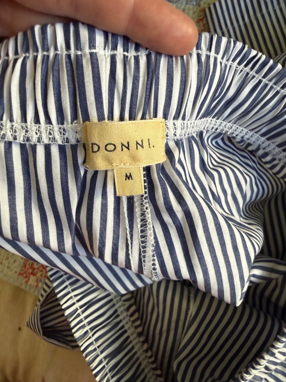 Donni Cotton Poplin Drawstring Striped Pants - Picture 6 of 7
